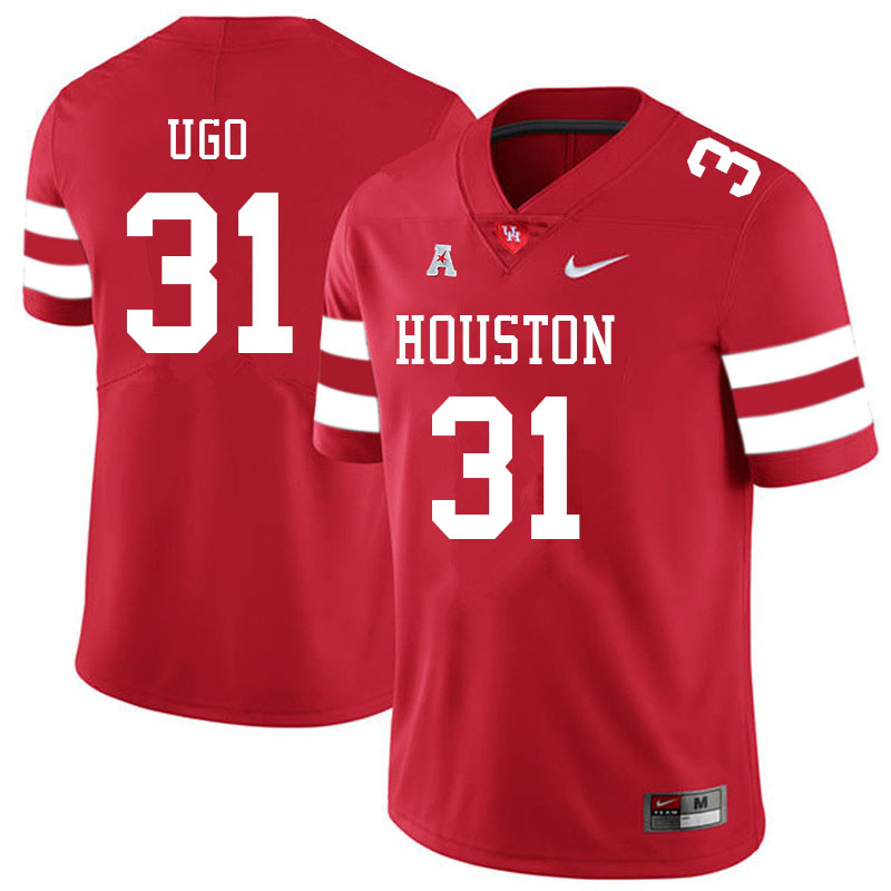 Men #31 Justice Ugo Houston Cougars College Football Jerseys Sale-Red